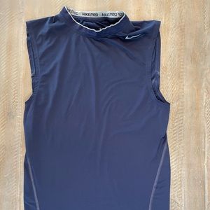 Nike Pro Fitted Mens Dri-Fit  Sleeveless Shirt Large Blue w Gray Compression FS!